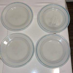 Vintage Turquoise Blue White Milk Glass Pyrex/Corning Ware 9” Plate # 703-31